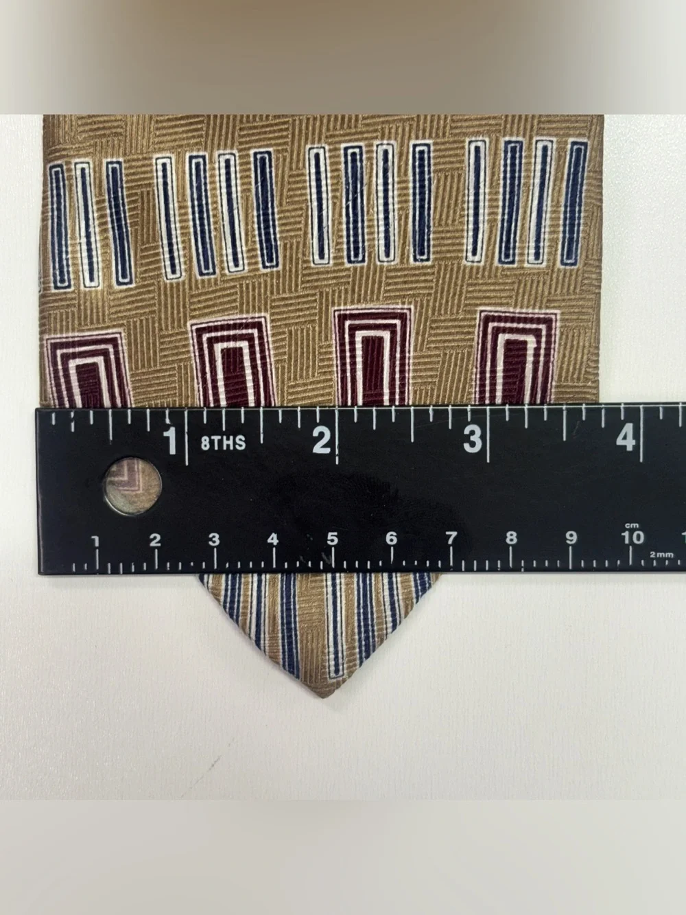 Vintage Bellini 90s Silk Geometric Tie USA Made Retro Mens